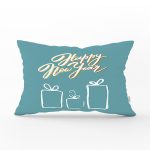 Renkli Zemin Üzerinde Yılbaşı Temalı Dijital Baskılı Modern Dikdörtgen Yastık Kırlent Kılıfı Realhomes