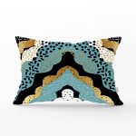 Siyah Zeminli Renkli Modern Desenli Dijital Baskılı Modern Dikdörtgen Yastık Kırlent Kılıfı Realhomes