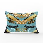 Siyah Zeminli Renkli Modern Desenli Dijital Baskılı Modern Dikdörtgen Yastık Kırlent Kılıfı Realhomes