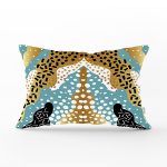 Renkli Zemin Üzerinde Modern Desenli Dijital Baskılı Modern Dikdörtgen Yastık Kırlent Kılıfı Realhomes