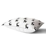 - Rh-Dik-7867-Gorsel2 - Realhomes Beyaz Zeminli Siyah Geyik Desenli Dijital Baskılı Modern Dikdörtgen Yastık Kırlent Kılıfı Realhomes