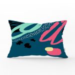 Renkli Zemin Üzerinde Soyut Çizimli Modern Geometrik Desen Dikdörtgen Yastık Kırlent Kılıfı Realhomes