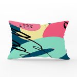 - Rh-Dik-7884-Gorsel1 - Realhomes Renkli Zemin Üzerinde Soyut Çizimli Modern Geometrik Desen Dikdörtgen Yastık Kırlent Kılıfı Realhomes