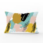 - Rh-Dik-7887-Gorsel1 - Realhomes Rengarenk Pastel Zemin Üzerinde Siyah Çiçek Desenli Modern Dikdörtgen Yastık Kırlent Kılıfı Realhomes