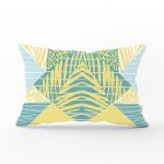 - Rh-Dik-7892-Gorsel1 - Realhomes Renkli Zemin Üzerinde Geometrik Desenli Yaprak Motifli Dikdörtgen Yastık Kırlent Kılıfı Realhomes