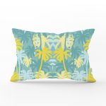 - Rh-Dik-7897-Gorsel1 - Realhomes Renkli Zemin Üzerinde Soyut Çizimli Palmiyeler Modern Dikdörtgen Yastık Kırlent Kılıfı Realhomes
