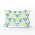 - Rh-Dik-7898-Gorsel1 - Realhomes Renkli Zemin Üzerinde Geometrik Desenli Palmiyeler Modern Dikdörtgen Yastık Kırlent Kılıfı Realhomes