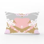 - Rh-Dik-7900-Gorsel1 - Realhomes  Rengarenk Zemin Üzerinde Soyut Çizimli Çiçek Desenli Modern Dikdörtgen Yastık Kırlent Kılıfı Realhomes