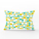 Beyaz Zemin Üzerinde Renkli Geometrik Desenli Dijital Baskılı Modern Dikdörtgen Yastık Kılıfı Realhomes