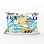 Beyaz Zemin Ğzerşnde Renkli Yaprak Desenli Halat Motifli Dikdörtgen Yastık Kırlent Kılıfı Realhomes