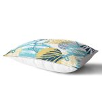 Beyaz Zemin Ğzerşnde Renkli Yaprak Desenli Halat Motifli Dikdörtgen Yastık Kırlent Kılıfı Realhomes