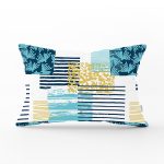 - Rh-Dik-7916-Gorsel1 - Realhomes Beyaz Zemin Üzerinde Renkli Modern Çizgili Yaprak Motifli Dikdörtgen Yastık Kırlent Kılıfı Realhomes