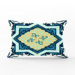 Renkli Zemin Üzerinde Çini Desenli Dijital Baskılı Modern Dikdörtgen Yastık Kırlent Kılıfı Realhomes