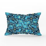 Renkli Zemin Üzerinde Çini Desenli Dijital Baskılı Modern Dikdörtgen Yastık Kırlent Kılıfı Realhomes