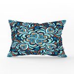 Renkli Zemin Üzerinde Çini Desenli Dijital Baskılı Modern Dikdörtgen Yastık Kırlent Kılıfı Realhomes