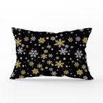 - Rh-Dik-7945-Gorsel1 - Realhomes Siyah Zemin Üzerinde Gold Detaylı Kartanesi Desenli Dikdörtgen Yastık Kırlent Kılıfı Realhomes