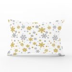 Beyaz Zemin Üzerinde Gold Detaylı Kartanesi Desenli Dikdörtgen Yastık Kırlent Kılıfı Realhomes