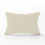 Beyaz Zemin Üzerinde Gold Detaylı Yatay Çizgili Modern Dikdörtgen Yastık Kırlent Kılıfı Realhomes