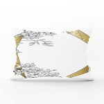 - Rh-Dik-7970-Gorsel1 - Realhomes Beyaz Zemin Üzerinde Gold Detaylı Gül Motifli Dijital Baskılı Modern Dikdörtgen Yastık Kılıfı Realhomes