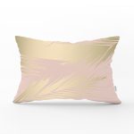 - Rh-Dik-7977-Gorsel1 - Realhomes Pastel Zemin Üzerinde Gold Detaylı Yaprak Desenli Modern Dikdörtgen Yastık Kırlent Kılıfı Realhomes