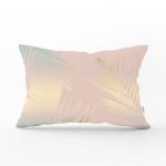 - Rh-Dik-7979-Gorsel1 - Realhomes Pastel Zemin Üzerinde Gold Detaylı Yaprak Desenli Modern Dikdörtgen Yastık Kırlent Kılıfı Realhomes