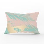 - Rh-Dik-7981-Gorsel1 - Realhomes Pastel Zemin Üzerinde Gold Detaylı Yaprak Desenli Modern Dikdörtgen Yastık Kırlent Kılıfı Realhomes