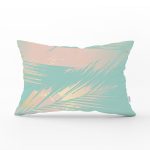 - Rh-Dik-7982-Gorsel1 - Realhomes Pastel Zemin Üzerinde Gold Detaylı Yaprak Desenli Modern Dikdörtgen Yastık Kırlent Kılıfı Realhomes