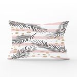 - Rh-Dik-7995-Gorsel1 - Realhomes  Beyaz Zemin Üzerinde Gold Detaylı Yaprak Desenli Modern Dikdörtgen Yastık Kırlent Kılıfı Realhomes