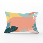 - Rh-Dik-8012-Gorsel1 - Realhomes Renkli Zeminli Pastel Yaprak Desenli Dijital Baskılı Modern Dikdörtgen Yastık Kırlent Kılıfı Realhomes