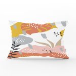 - Rh-Dik-8026-Gorsel1 - Realhomes Beyaz Zemin Üzerinde Pastel Renkli Yaprak Desenli Modern Dikdörtgen Yastık Kırlent Kılıfı Realhomes