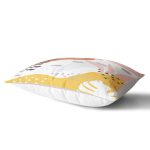 Beyaz Zemin Üzerinde Pastel Renkli Yaprak Desenli Modern Dikdörtgen Yastık Kırlent Kılıfı Realhomes