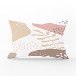 Beyaz Zemin Üzerinde Pastel Renkli Yaprak Desenli Modern Dikdörtgen Yastık Kırlent Kılıfı Realhomes