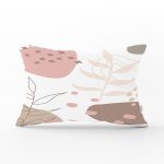 Beyaz Zemin Üzerinde Pastel Renkli Yaprak Desenli Modern Dikdörtgen Yastık Kırlent Kılıfı Realhomes