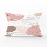 Beyaz Zemin Üzerinde Pastel Renkli Yaprak Desenli Modern Dikdörtgen Yastık Kırlent Kılıfı Realhomes