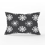 - Rh-Dik-8058-Gorsel1 - Realhomes Siyah Zeminli Beyaz Kartanesi Desenli Dijital Baskılı Modern Dikdörtgen Yastık Kırlent Kılıfı Realhomes