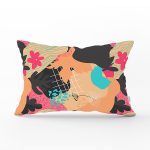 - Rh-Dik-8059-Gorsel1 - Realhomes  Renkli Zeminli Üzerinde Yaprak Desenli Dijital Baskılı Modern Dikdörtgen Yastık Kılıfı Realhomes