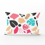 - Rh-Dik-8062-Gorsel1 - Realhomes Beyaz Zeminli Renkli Yaprak Desenli Dijital Baskılı Modern Dikdörtgen Yastık Kırlent Kılıfı Realhomes