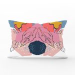 Rengarenk Zemin Üzerinde Pastel Desenli Çiçek Motifli Modern Dikdörtgen Yastık Kırlent Kılıfı Realhomes