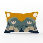 Renkli Zemin Üzerinde Yaprak Desenli Dijital Baskılı Modern Dikdörtgen Yastık Kırlent Kılıfı Realhomes