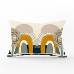 - Rh-Dik-8095-Gorsel1 - Realhomes Renkli Zemin Üzerinde Yaprak Desenli Dijital Baskılı Modern Dikdörtgen Yastık Kırlent Kılıfı Realhomes