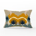 - Rh-Dik-8096-Gorsel1 - Realhomes Renkli Zemin Üzerinde Yaprak Desenli Dijital Baskılı Modern Dikdörtgen Yastık Kırlent Kılıfı Realhomes