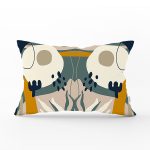 Renkli Zemin Üzerinde Yaprak Desenli Dijital Baskılı Modern Dikdörtgen Yastık Kırlent Kılıfı Realhomes