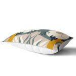 Renkli Zemin Üzerinde Yaprak Desenli Dijital Baskılı Modern Dikdörtgen Yastık Kırlent Kılıfı Realhomes