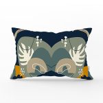 - Rh-Dik-8098-Gorsel1 - Realhomes Renkli Zemin Üzerinde Yaprak Desenli Dijital Baskılı Modern Dikdörtgen Yastık Kırlent Kılıfı Realhomes