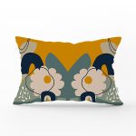 - Rh-Dik-8099-Gorsel1 - Realhomes Renkli Zemin Üzerinde Yaprak Desenli Dijital Baskılı Modern Dikdörtgen Yastık Kırlent Kılıfı Realhomes