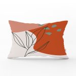 - Rh-Dik-8116-Gorsel1 - Realhomes Pastel Zemin Üzerinde Yaprak Desenli Dijital Baskılı Modern Dikdörtgen Yastık Kırlent Kılıfı Realhomes