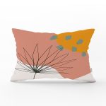 Pastel Zemin Üzerinde Yaprak Desenli Dijital Baskılı Modern Dikdörtgen Yastık Kırlent Kılıfı Realhomes