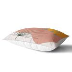 Pastel Zemin Üzerinde Yaprak Desenli Dijital Baskılı Modern Dikdörtgen Yastık Kırlent Kılıfı Realhomes