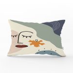 - Rh-Dik-8124-Gorsel1 - Realhomes Pastel Zemin Üzerinde Onedraw Çizimli Bayan Silüeti Dikdörtgen Yastık Kırlent Kılıfı Realhomes