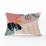 - Rh-Dik-8127-Gorsel1 - Realhomes Pastel Zemin Üzerinde Geometrik Çizimli Çiçek Motifli Dikdörtgen Yastık Kırlent Kılıfı Realhomes